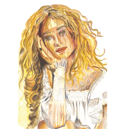 A painting of a blonde women.