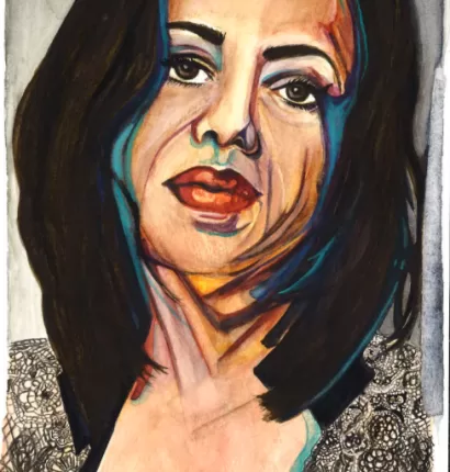 Farah self-portrait with cancer 2024