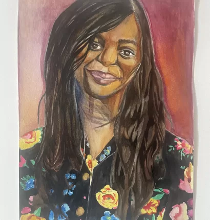 Black woman on red background Digital Print A4