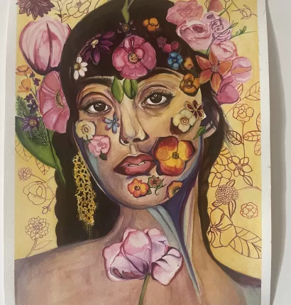 Flower Face Digital Print A3