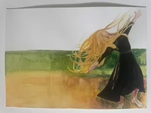 Woman dancing in field Digital Print A3